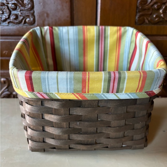 Vintage Longaberger Long Tapered Basket with Striped Liner - Picture 1 of 10